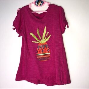 Falls Creek Girls Pink T-shirt w/Pineapple Medium 7/8‎